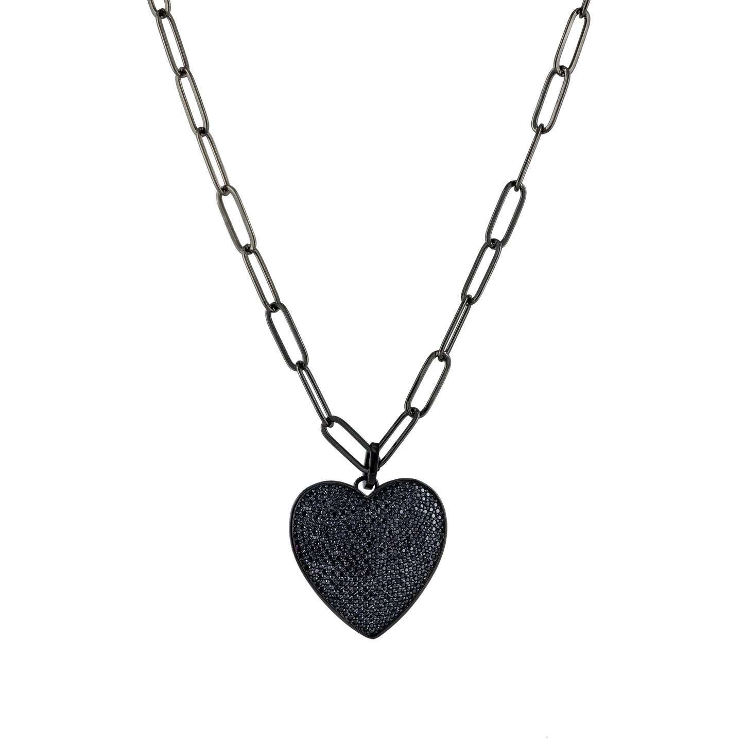 Small Black Crystal Heart Pendant