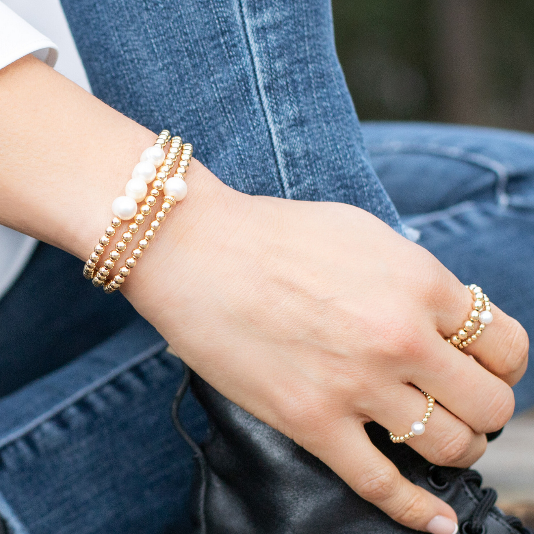 Set of 3 Beads & Mother Pearls Bracelet