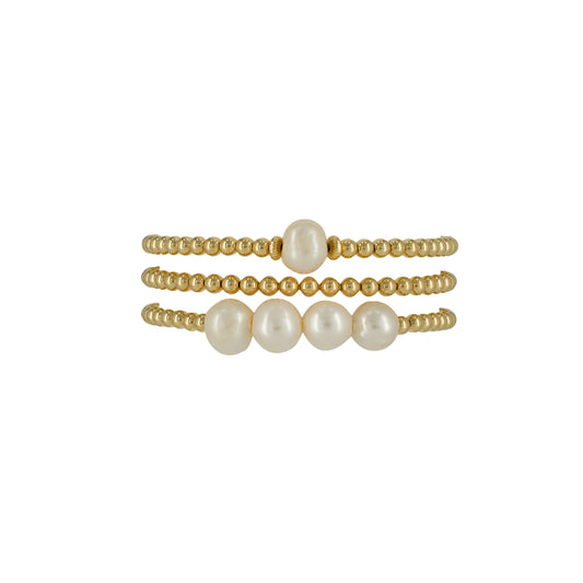 Set of 3 Beads & Mother Pearls Bracelet