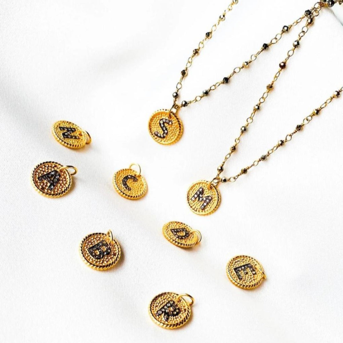 Round Initial Pave Diamonds Necklace