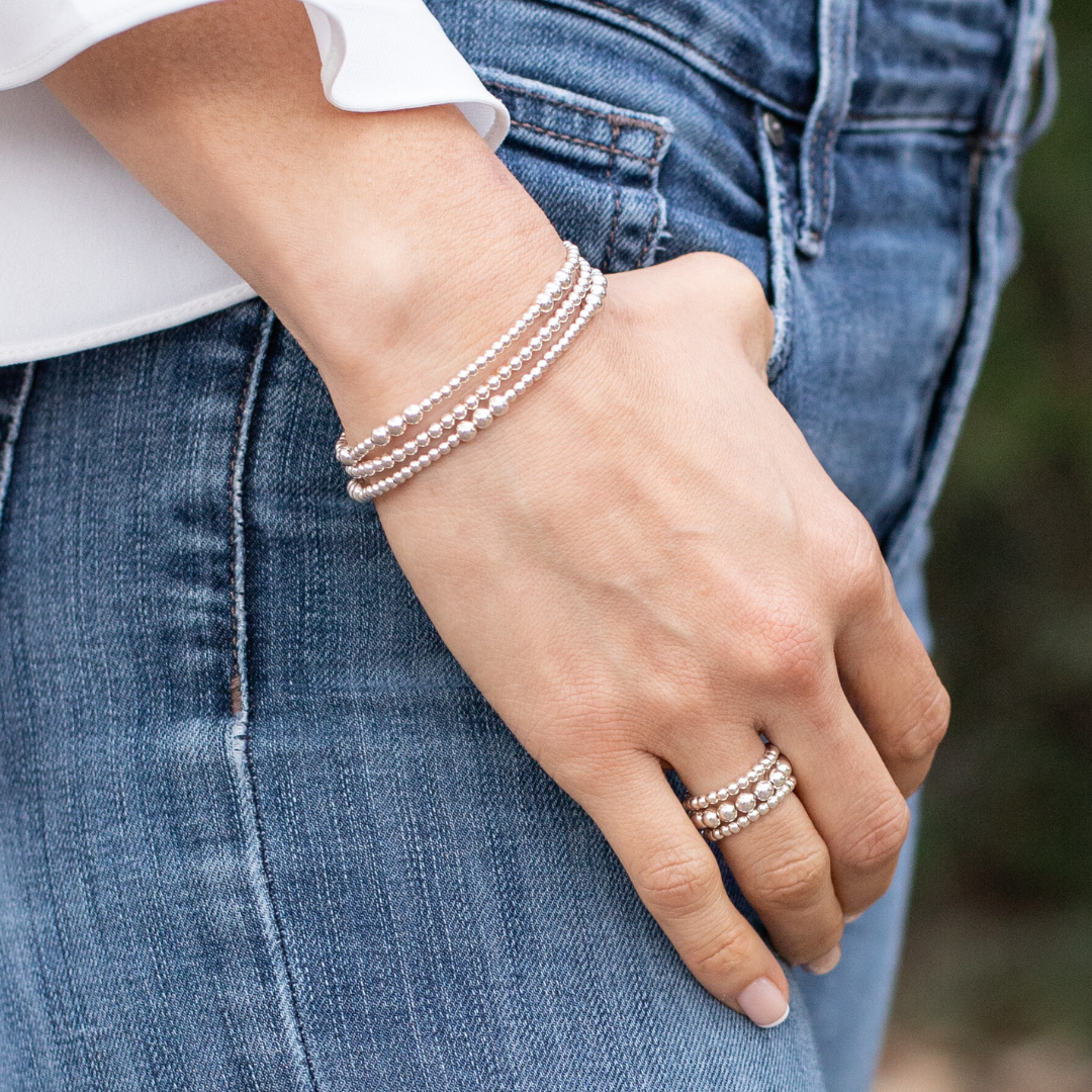 Silver Beaded Bracelet 3mm