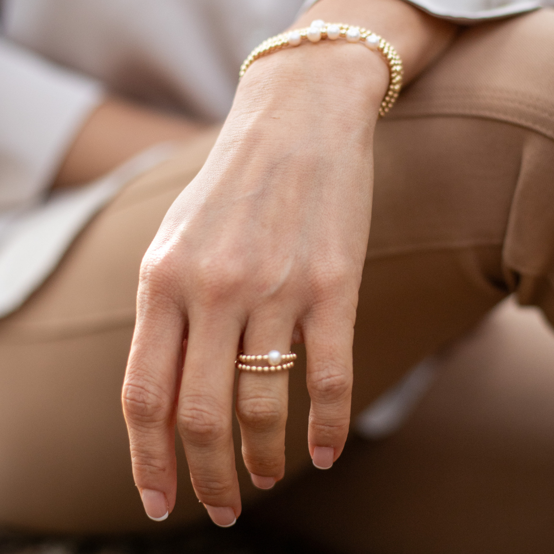 Pearl Gold Filled Beaded Ring