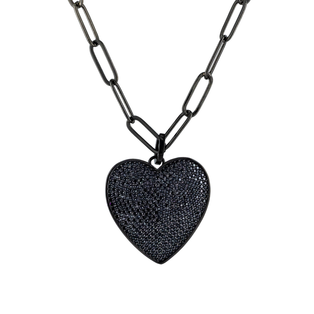 Small Black Crystal Heart Pendant