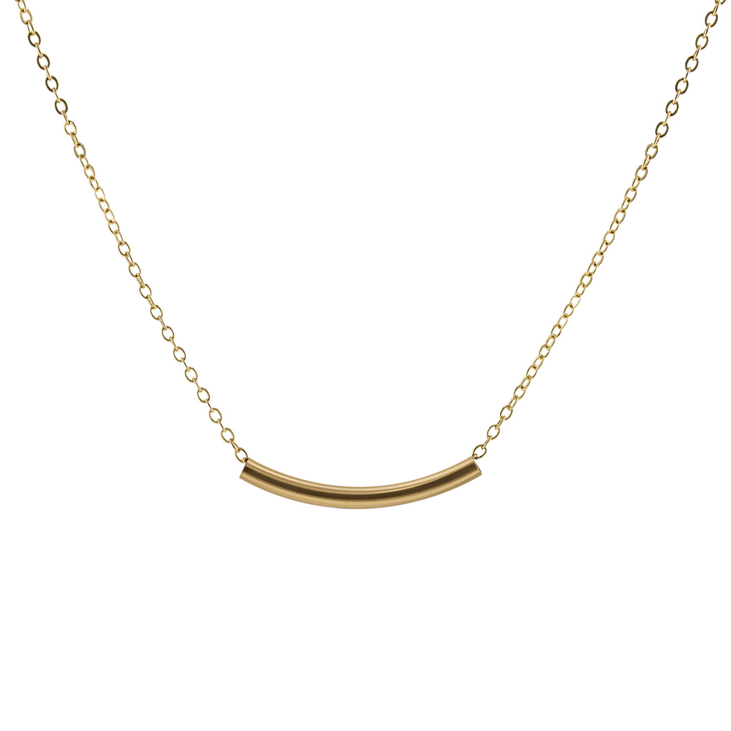 Gold Filled Curved Bar Necklace