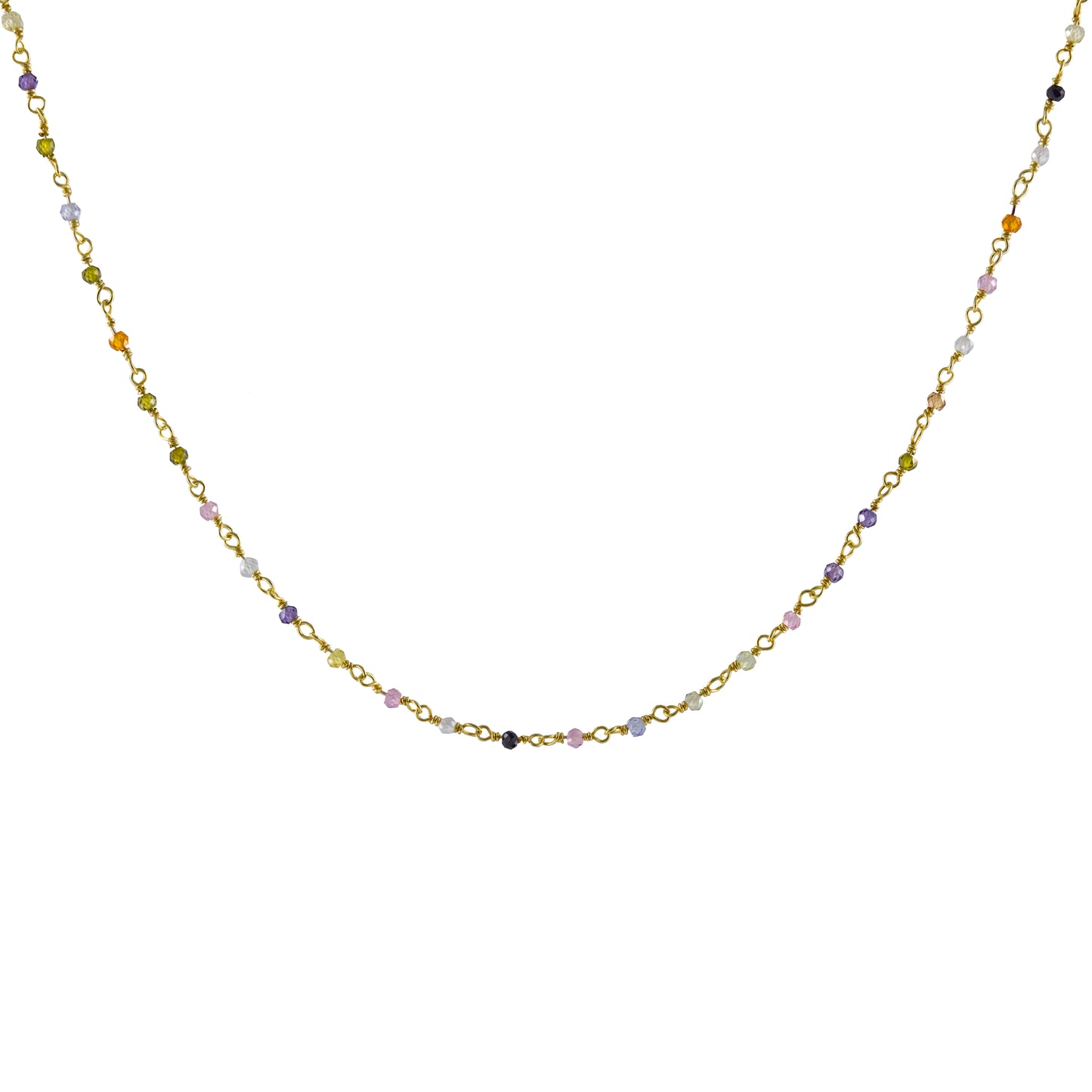 Multicolor Silver Gold Plated Mini Stone Chain