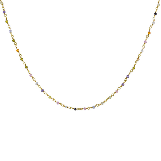 Multicolor Silver Gold Plated Mini Stone Chain