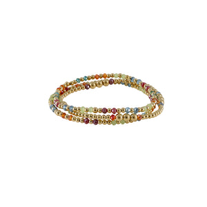 Set of 3 Gold Filled Beads & Multicolor Crystal