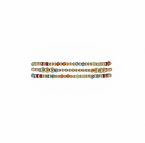 Set of 3 Gold Filled Beads & Multicolor Crystal