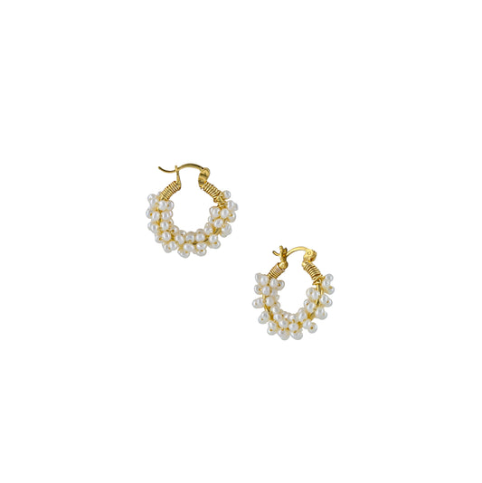 Classic Pearl Medium Hoops