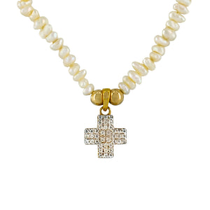 Zirconia Cross in Pearl Necklace
