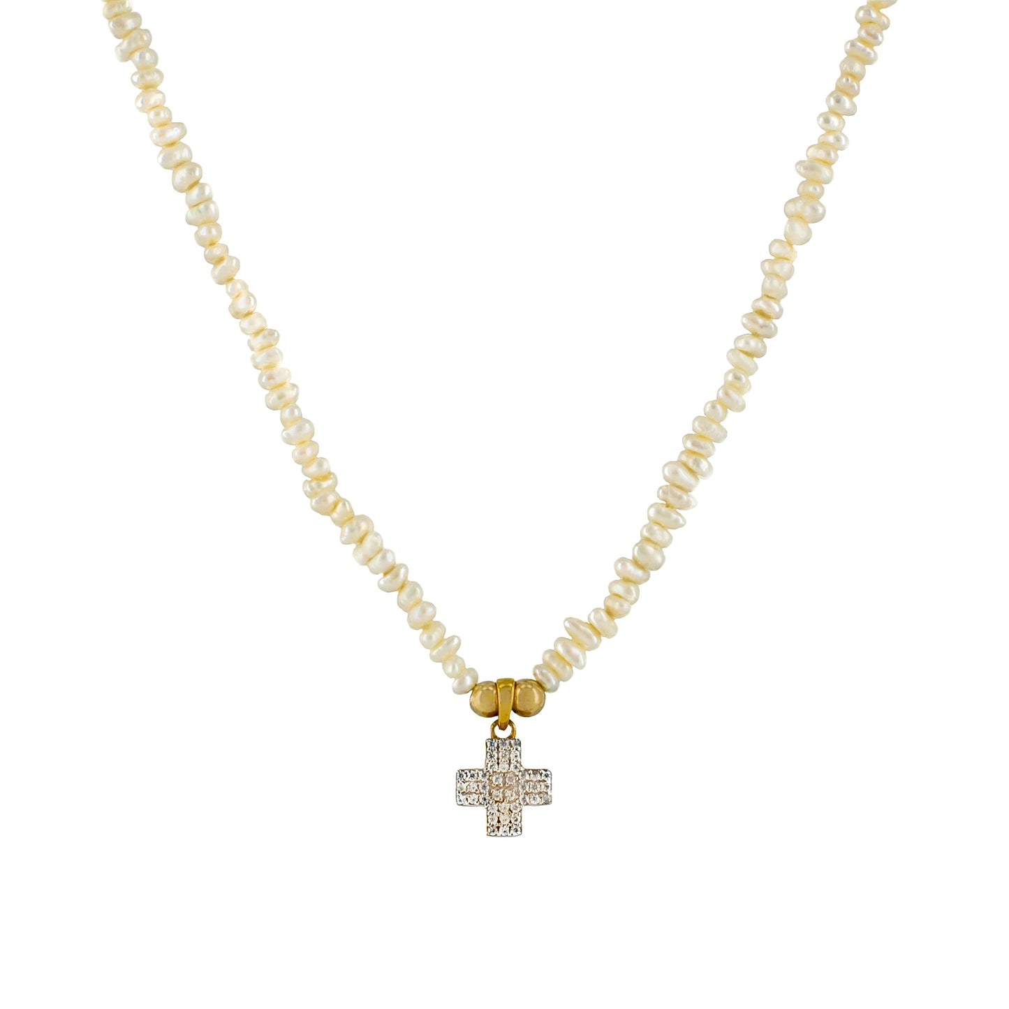 Zirconia Cross in Pearl Necklace