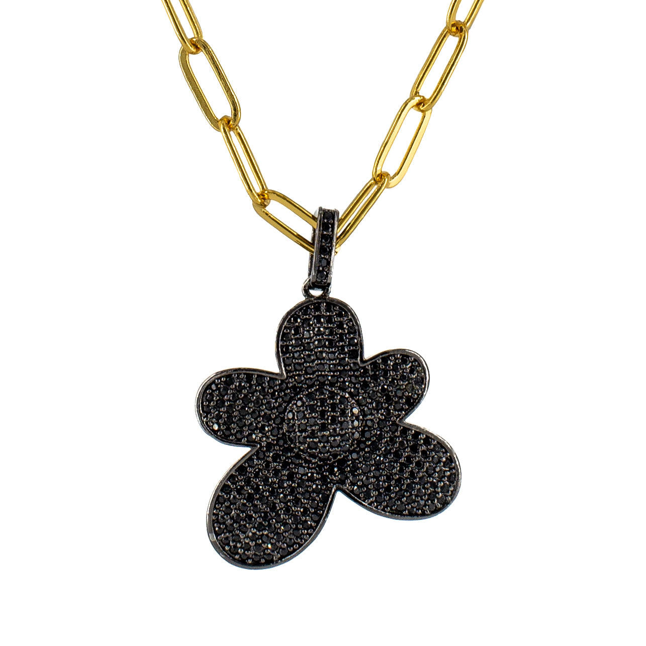 Black Zirconia Flower Necklace