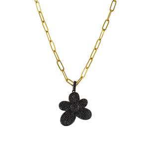 Black Zirconia Flower Necklace