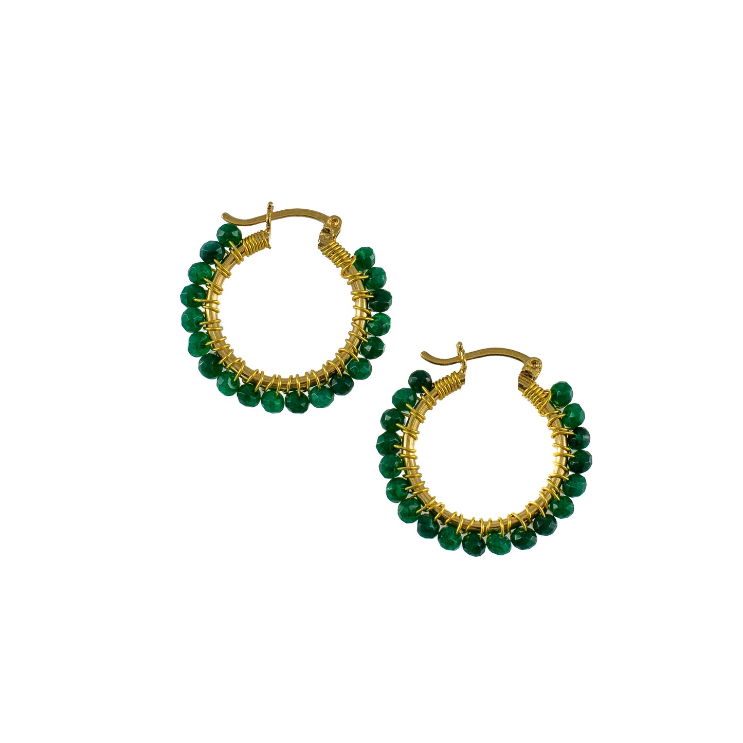 Single Line Hoops in Jade Green