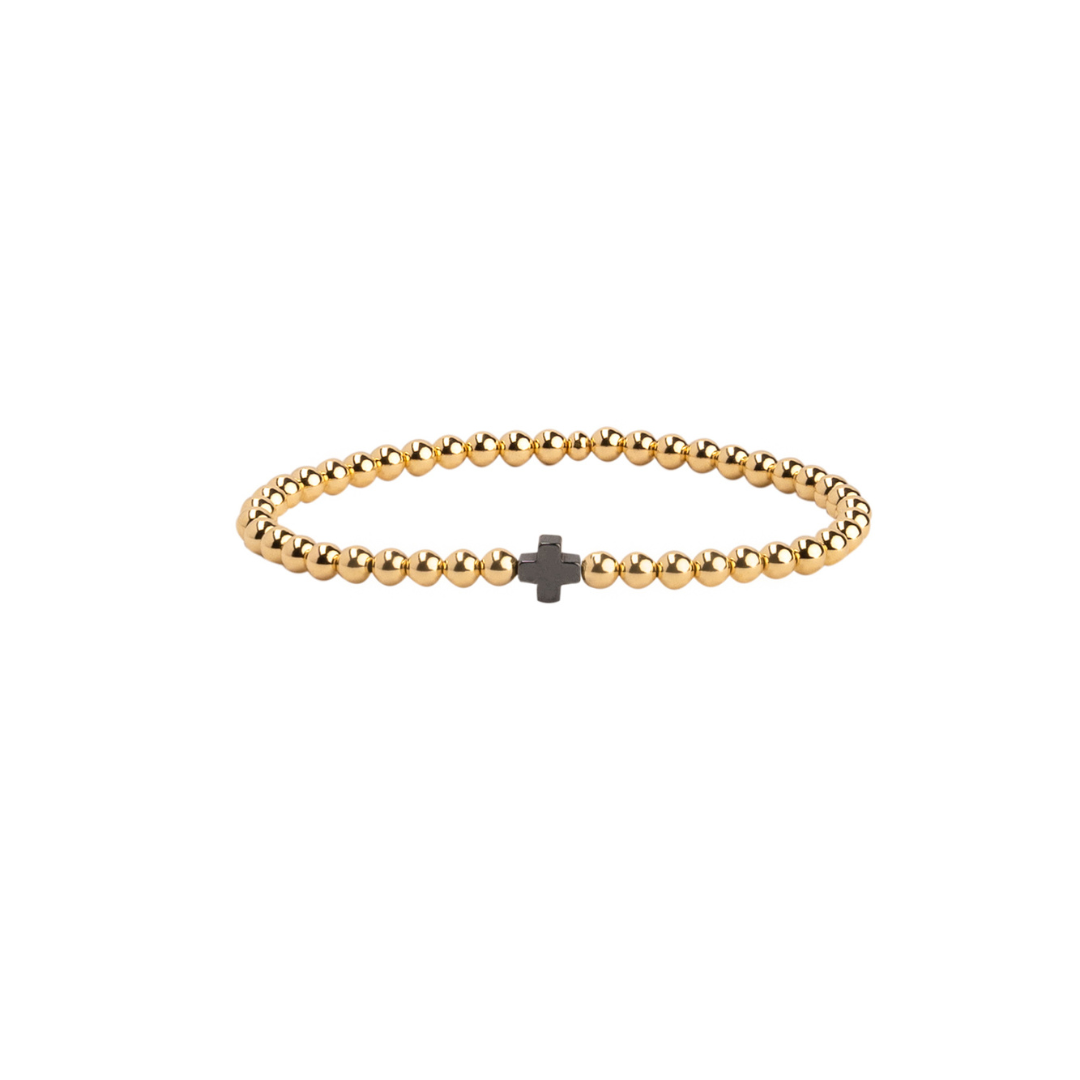 Black Cross and Gold Bracelet 4mm