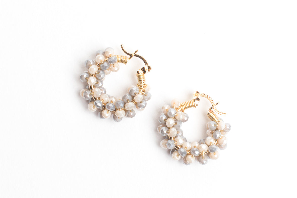 White Crystal Hoops