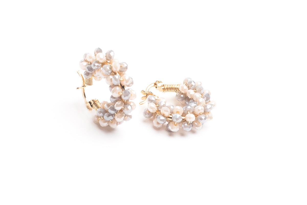 White Crystal Hoops