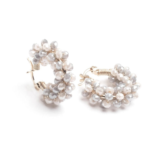 White Crystal Hoops