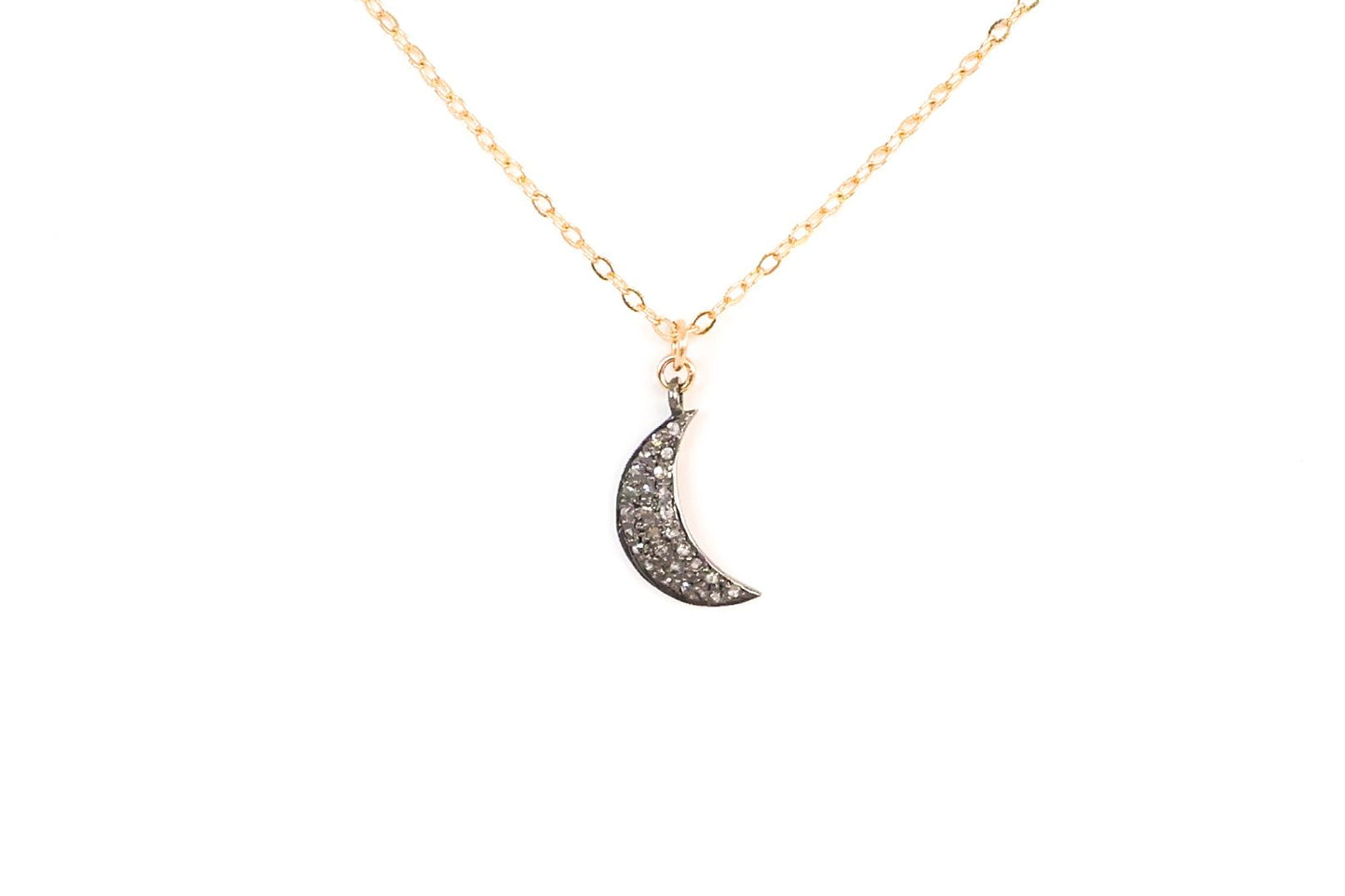 Pave Diamonds Half Moon Pendant