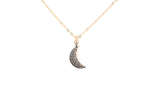 Pave Diamonds Half Moon Pendant