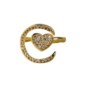 Crescent heart ring