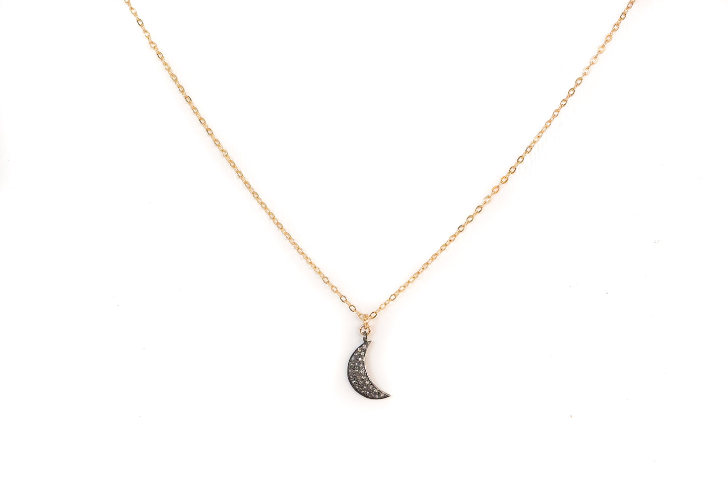 Pave Diamonds Half Moon Pendant