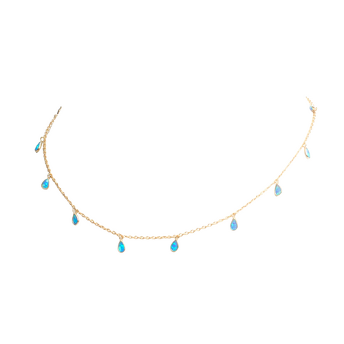Blue Opal Water Drop Necklace