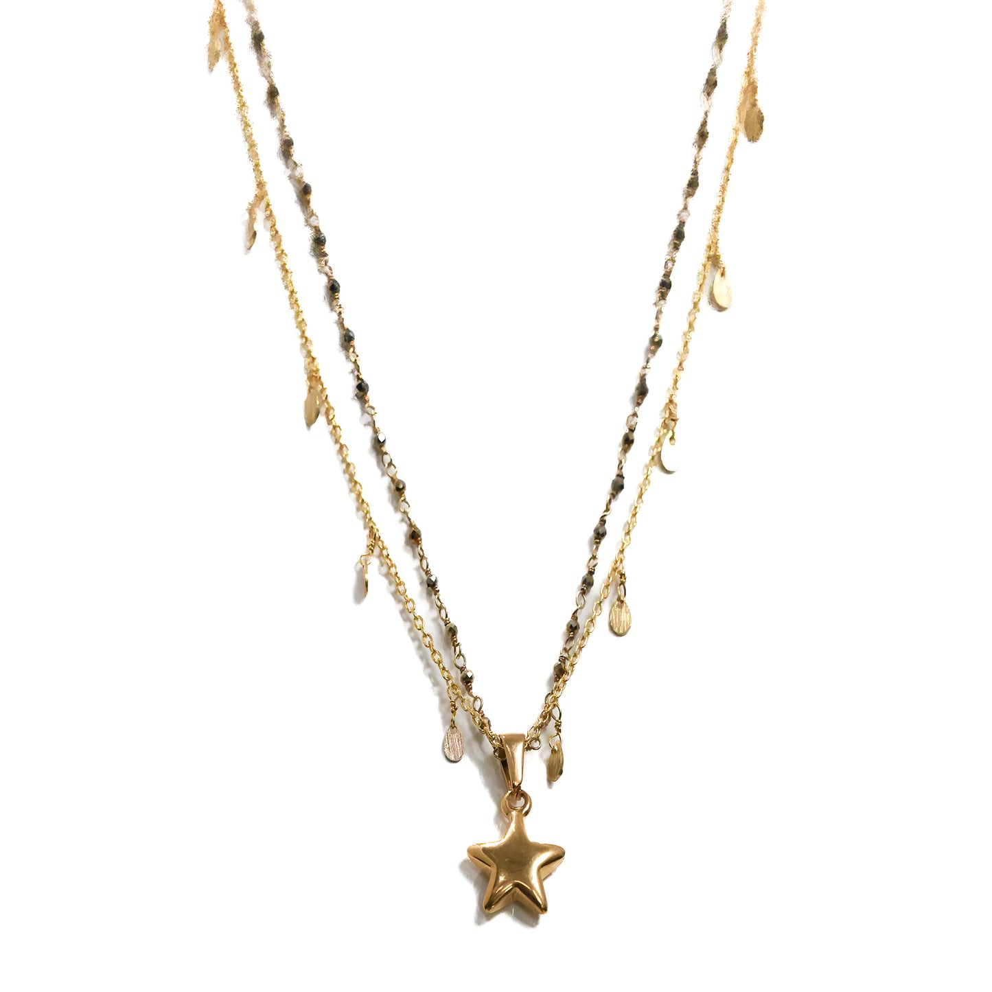 Golden Star Pendant in Double Chain